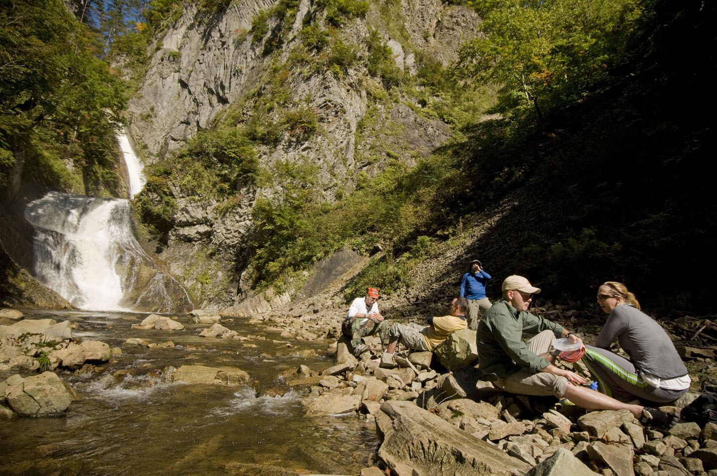 group of hikers in mountains