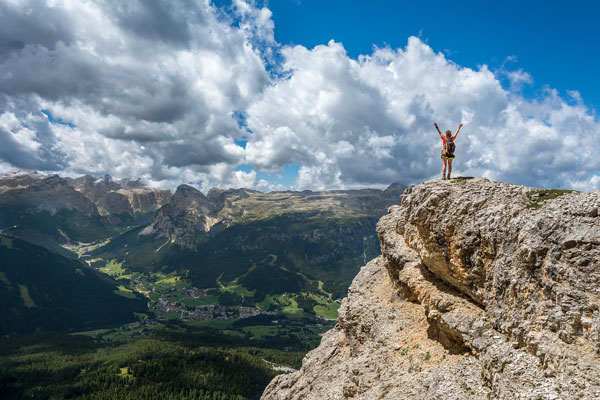 person standing on mountain